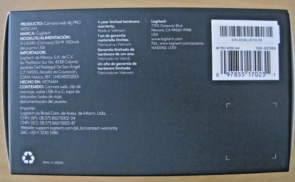 Logitech 4K Pro 4K 1080p 720p Webcam Noise-Canceling Mic PC/MAC 960-001390 Open - Image 4 of 4