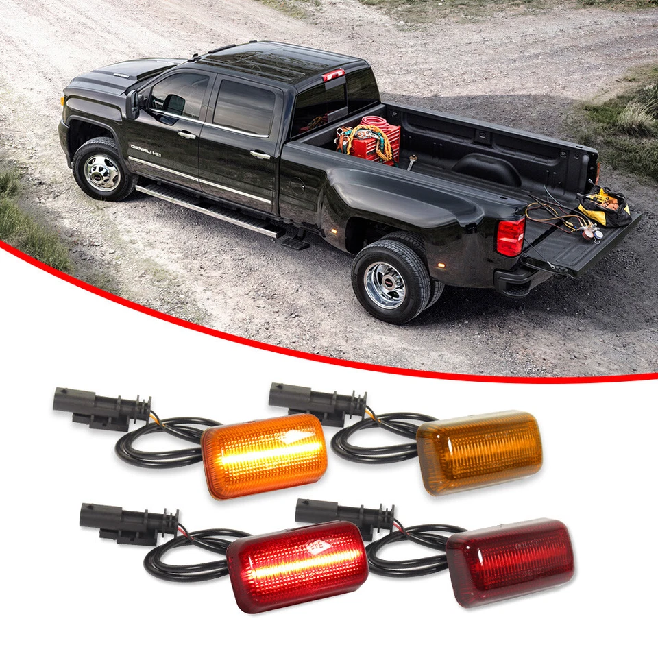 4PCS LED Fender Side Marker Lights For 15-23 Silverado Sierra Dually Chevy GMC - Image 2 of 4