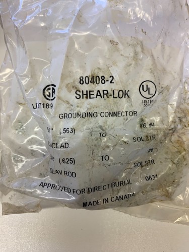 3 pcs - AMP SHEAR-LOK 80408-2 GROUNDING CONNECTOR 5/8" 3/4” #6, #4 SOL, STR - Foto 3 di 3