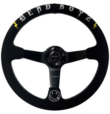350MM 3''DEEP DISH 6-BOLT STEERING WHEEL BLACK SUEDE DEADBOYZ LIMITED EDITION