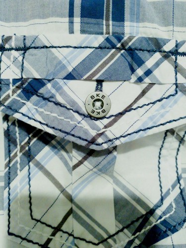 Camisa a Cuadros Azul Hebilla BKE Para Hombre Talla L Mangas Largas Ajuste Atlético - Imagen 5 de 12