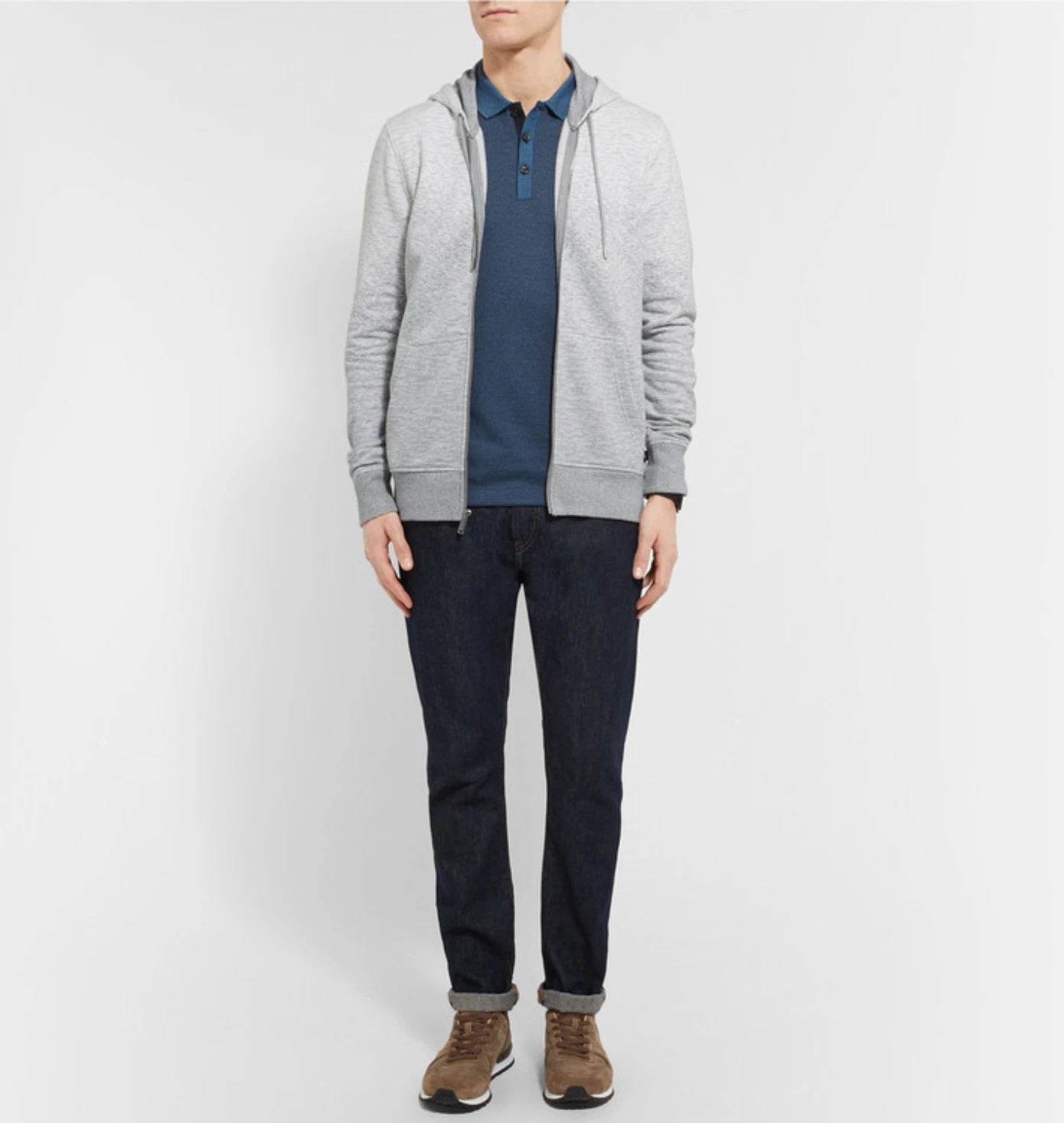 GIACCA CON CAPPUCCIO UOMO MICHAEL KORS GRIGIA DGRAD LOOPBACK COTONE JERCEY CERNIERA XXXL