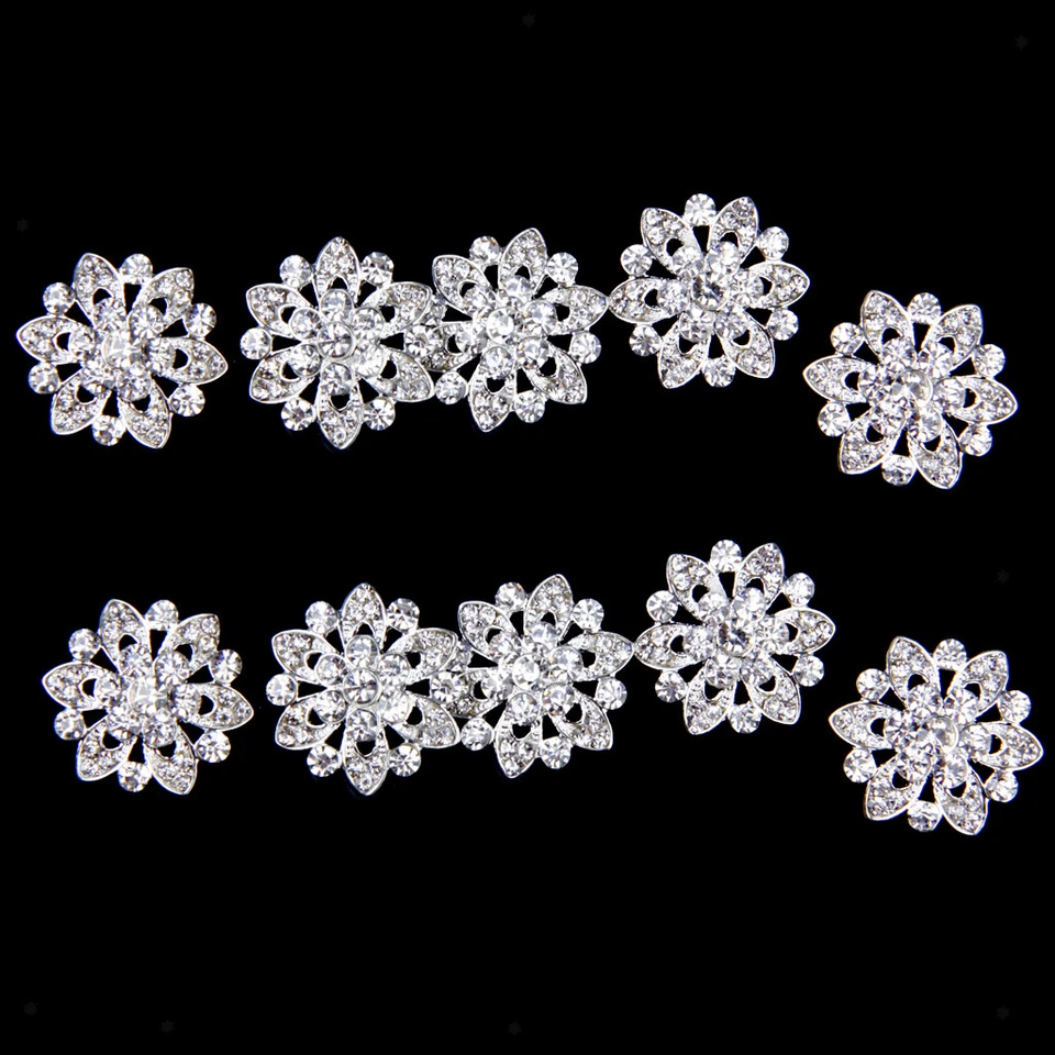 10x Crystal Diamante Pearl Flower Buttons Sewing Craft Embellishment 22mm - Image 3 of 4