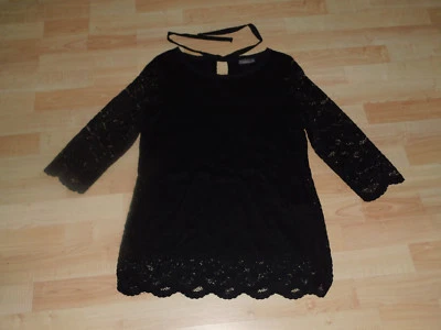 Damen Pullover schwarz Spitze 2-lagig ¾ Ärmel festlich elegant Gr. S - Bild 1 von 4