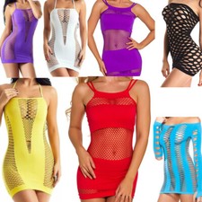 Women Lingerie Fishnet Dress Hollow Out Badydoll See Through Chemise One Size