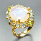 Handmade 12 ct+ Natural Moonstone Ring 925 Sterling Silver Size 7.75 /R462726