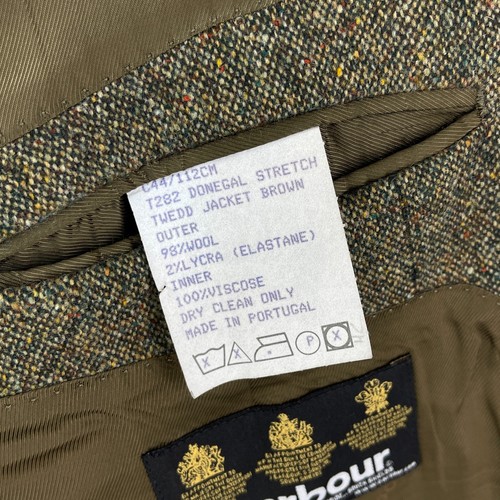 Barbour Donegal Tweed Jacket Mens 44R Brown Wool Country Hacking Sports Blazer - Picture 14 of 15