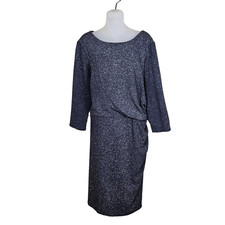 ELIZA J Glitter Sheath Dress 20W Cocktail Black Wedding Formal Long Sleeve Party