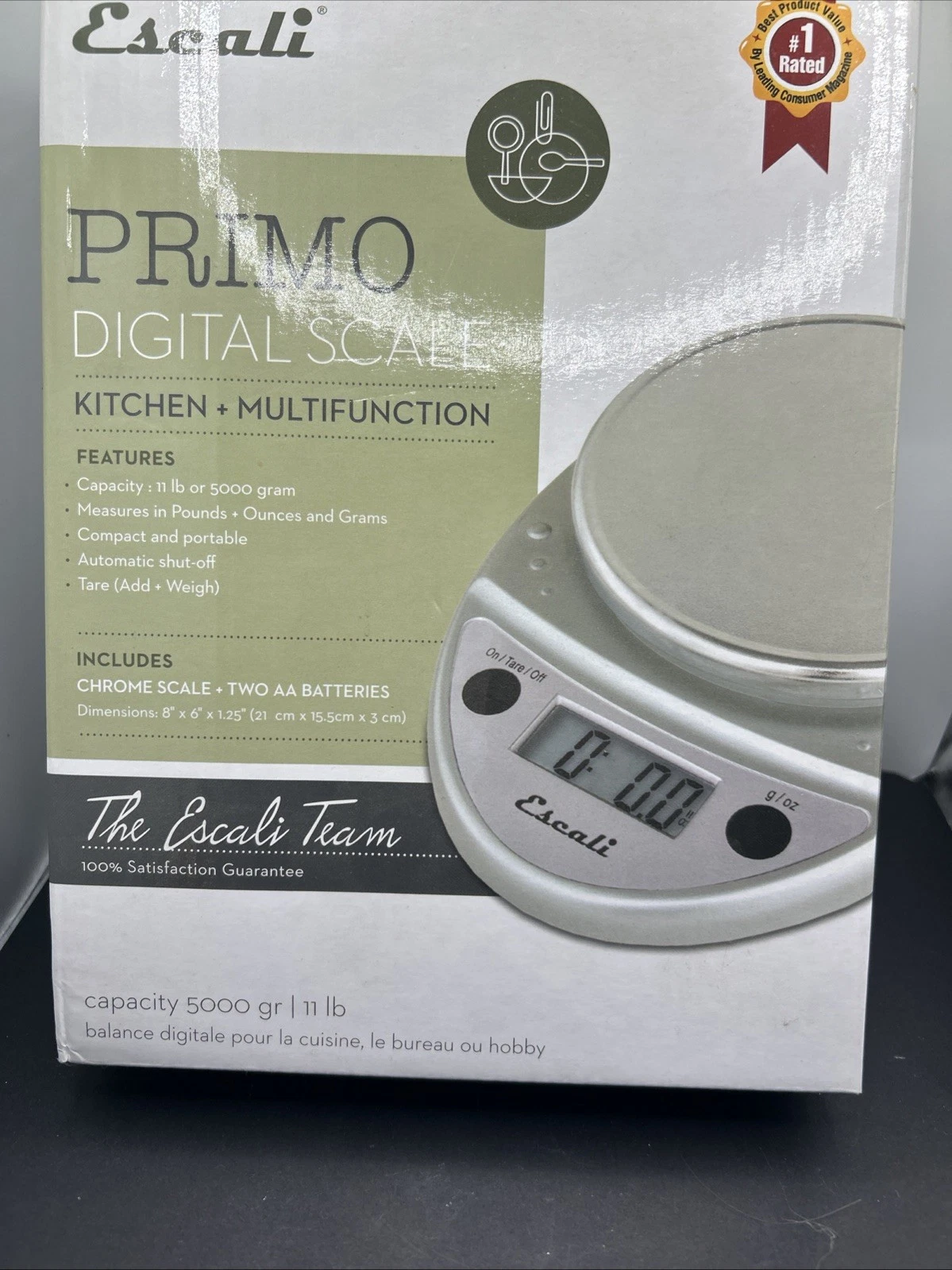 Escali Primo Digital Kitchen Scale 5000g/11lb Silver