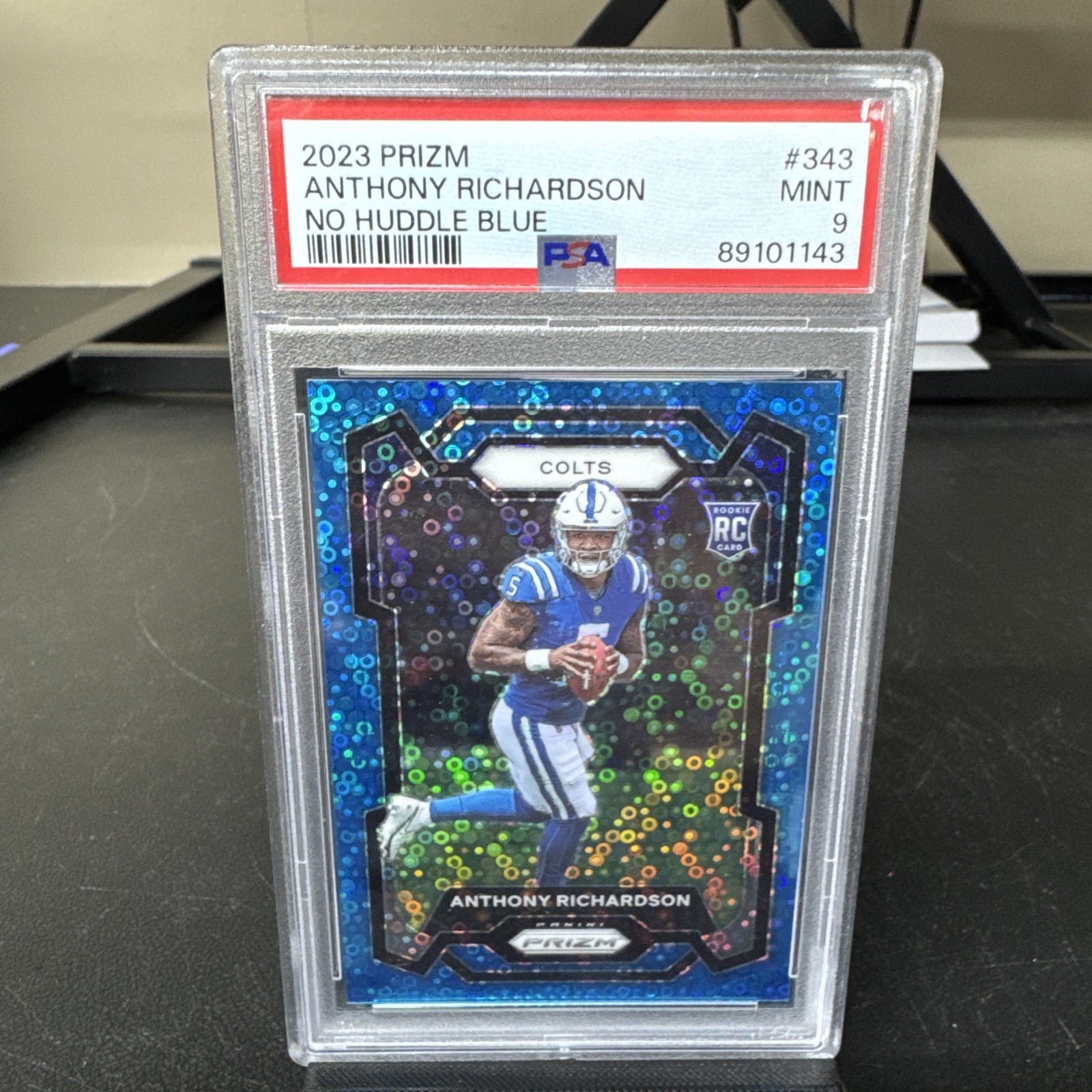 Anthony Richardson 2023 Prizm #343 No Huddle Blue /95 1/95 PSA 9 Rookie Colts