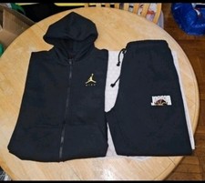 JORDAN JUMPMAN BLACK - GOLD HOODIE - PANTS SWEATSUIT - NEW MEN'S SIZE L