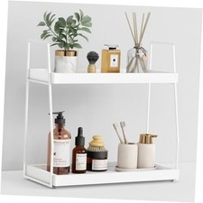 White 2 Tier Bathroom Organizer Countertop, Small Counter Top White-white