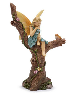 Marshall Home & Garden Fairy Sitting Pretty With Bird On Log MG370