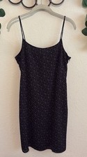 90s/Y2K Goth Black Floral Slip Dress