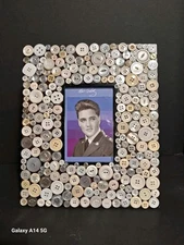 12x10.5 Picture Frame White Buttons Decorated  Display Photos 6x4 