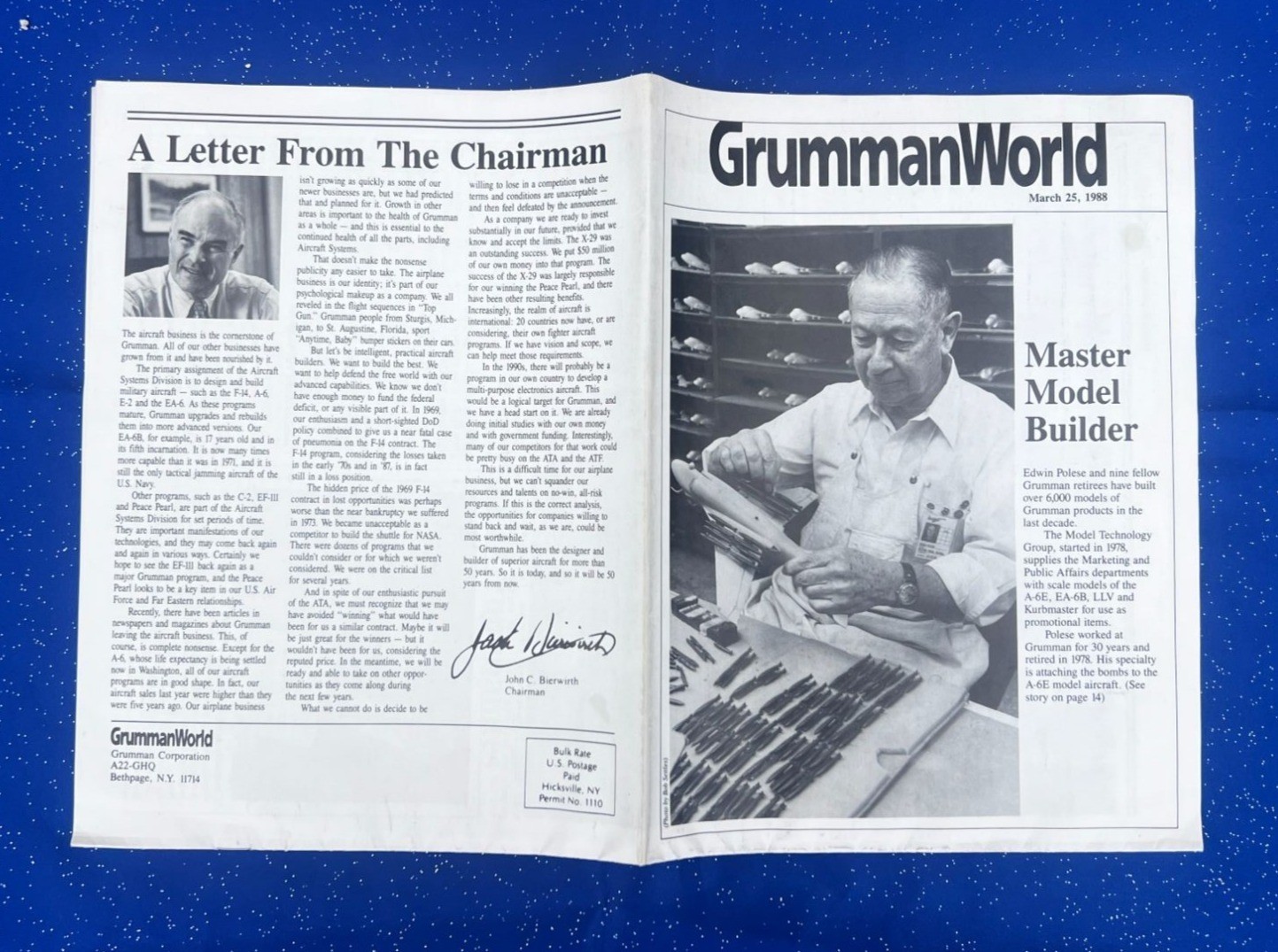 Vintage Grumman World Newsletter 1988 NASA Employee Magazine Master Builder