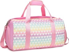 Glitter Dance Bag for Girls Duffle Bags Overnight Pink Heart