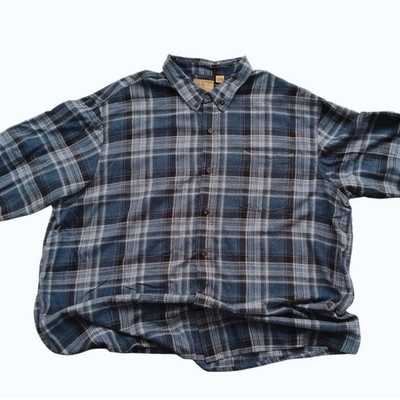 RedHead Ranch Men's 3XL Flannel Shirt Blue Plaid Long Sleeve Button Up Outdoor