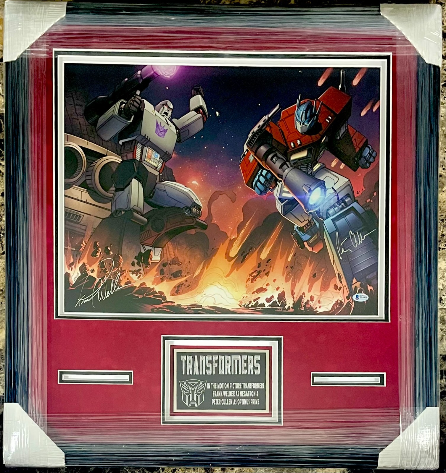 Frank Welker Autographed Signed & Peter Cullen Transformers Photo Framed Display Beckett COA 