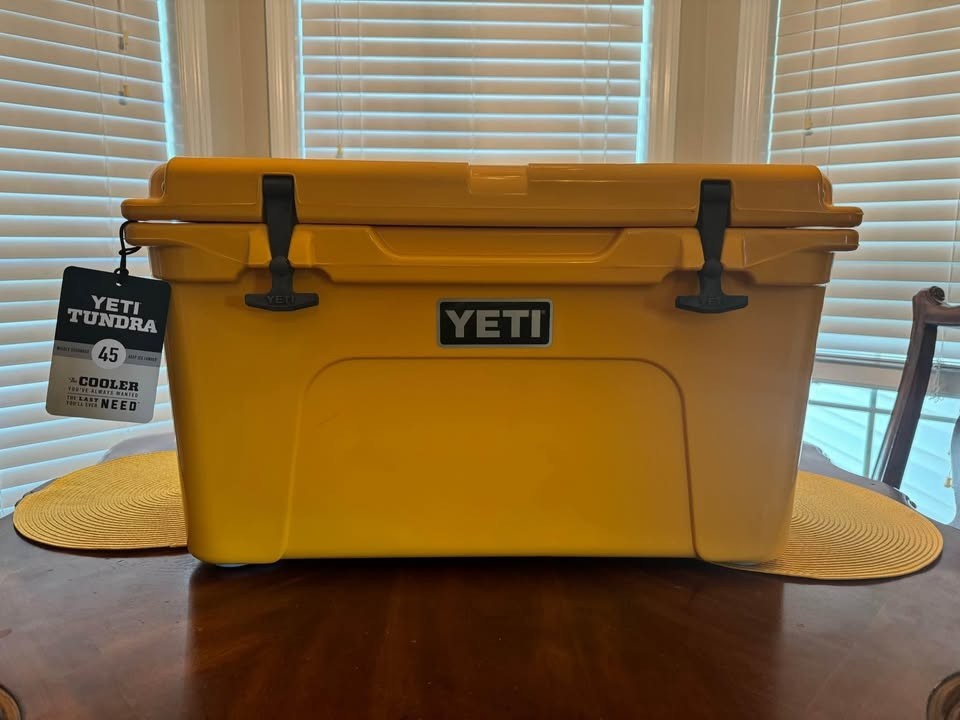 Limited edition alpine yellow yeti tundra 45 cooler