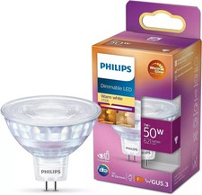 Image of Philips LED Classic Spot Warm Glow Dimmable Bulb 7W 2200-2700K Indoor Spotlight.