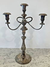 Vintage 1847 Rogers Bros HERITAGE Silverplate 3-Arm Candelabra Shabby Chic READ