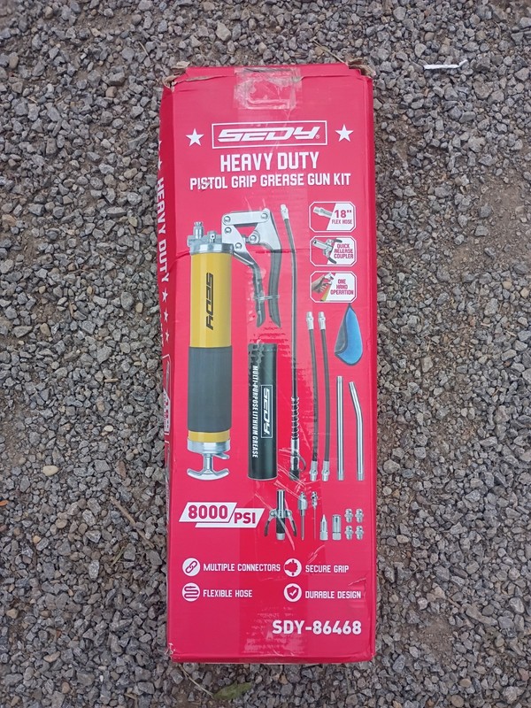 Grease Gun Kit 8000 PSI Heavy Duty Pistol Grip Grease Gun Leak-Proof Locking