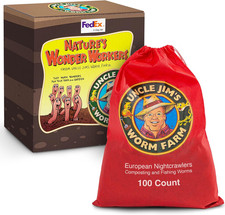 Uncle Jim'S Worm Farm 100 Count Super Red European Nightcrawlers for Composting