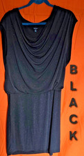 Apt. 9 ~ black XL cocktail dress ~ draped cowl neckline and silver shimmer