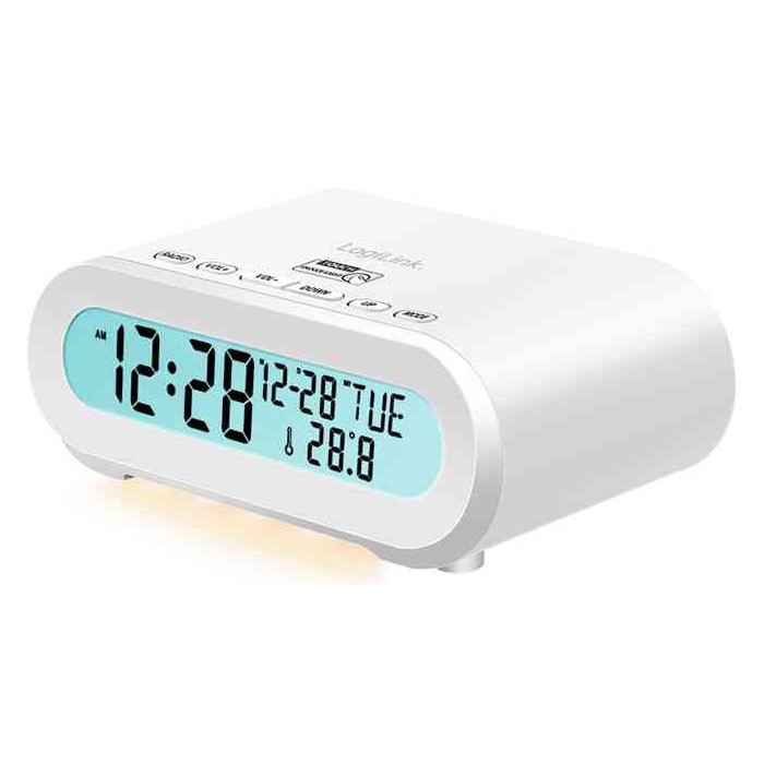 Radio-réveil digital blanc SC0121W LogiLink avec veilleuse LED