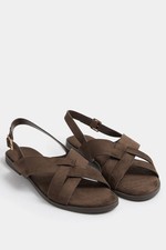 Image of Yours Curve Women's Faux Suede Cross Over Strap Sandals In Wide E Fit