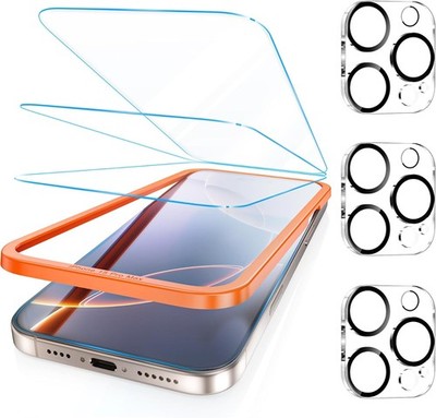 3+3 PCS Screen Protector & Camera Lens Protector for iPhone 15 Pro Max Anti-Blue