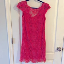 Ali Ra lace pink dress Short mini Size 8 Boho Indie knit