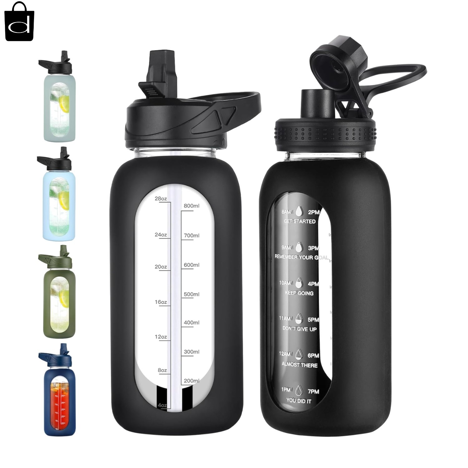 With Straw And Handle, Large Sports Motivational Water