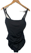 La Blanca Women's One Piece Swimsuit Island Goddess Shirred Side Bathing Size 14