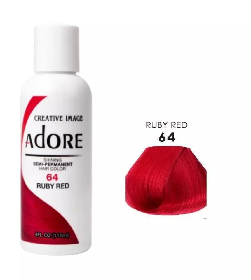 2 X ADORE SEMI PERMANENT HAIR DYE COLOR AMMONIA PEROXIDE 《64 RUBY RED》 118 ML