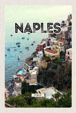 Holzschild 18x12 cm Naples Italy Neapel Italien Panorama Bildmotiv Reisemotiv Ab