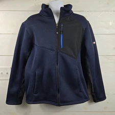 Men's L (42”-44”) SWISS TECH Fleece Lined Jacket Navy Blue Heavy Warm Zipper
