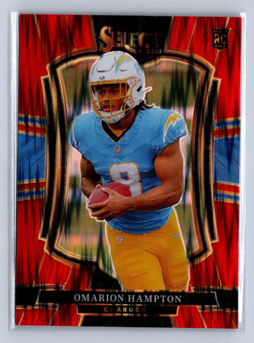 2025 Panini Select Premier Level Omarion Hampton Red Shock Prizm /249 #102
