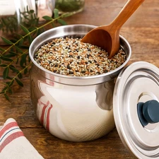 Airtight 34oz Stainless Steel Coffee Canister, Dry Food Grain Kitchen Storage