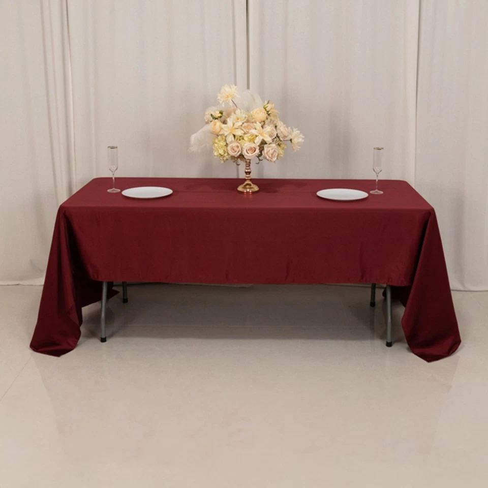 Burgundy 60x126" RECTANGLE Lamour Satin TABLECLOTH Wedding Party Home Banquet - Image 2 of 4
