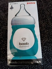 Joovy Boob Diamond Glass Baby Bottle 5oz/150ml 0M Single Hole Nipple Blue
