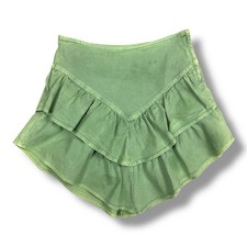 MOTHER The Ruffle Mini Skirt Size 28 Mint Green Loden Frost Tiered Stretch