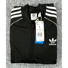Adidas Originals SST Track Jacket Youth Large Black 13-14Yrs White Full Zip NWT