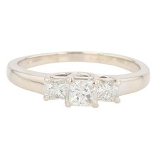 .73ctw Princess Cut Diamond Three-Stone Engagement Ring 14k White Gold Size 9.5