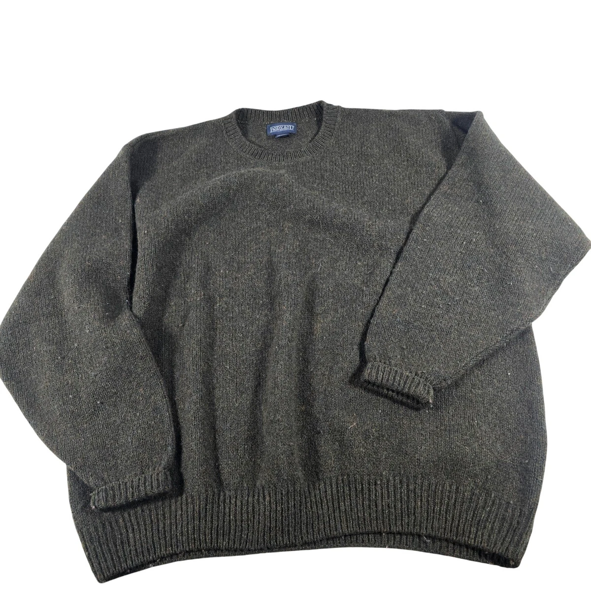 Sweat Polaire Vintage Lands' End Homme Taille XL Gris, Col Henley Années 90 - Fabriqué Aux USA