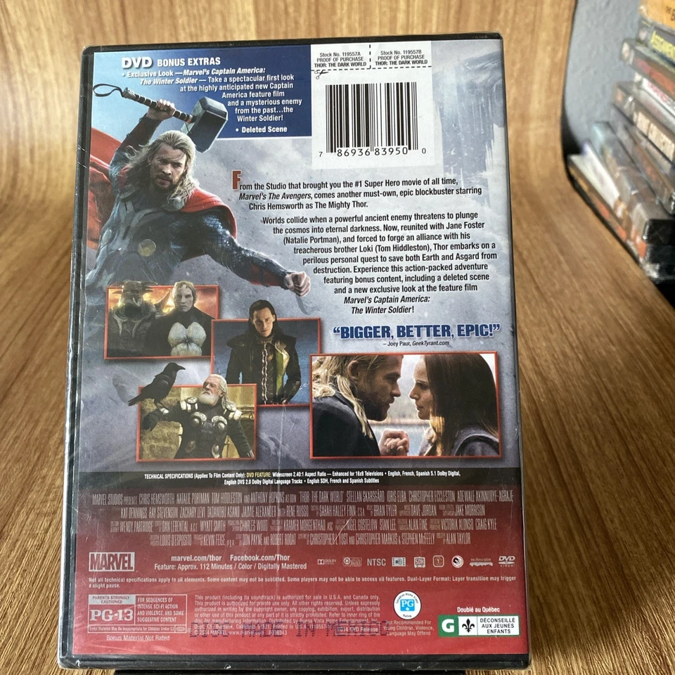 Thor: The Dark World (DVD, 2013, Widescreen) New Factory Sealed - Image 2 of 3