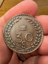 Rare 1820 France Louis XVIII Mines d’Aniche 30 Sols Token