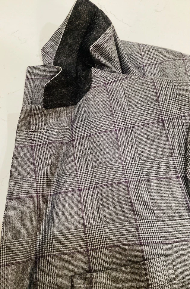 ¡NUEVO Traje de Ropa Oxxford! Franela táctil clara Super 180 gris y púrpura a cuadros Foto 3 de 4