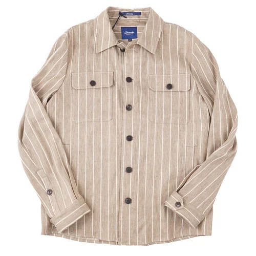 Drumohr Light Brown Extrafine Linen-Cotton Casual Shirt-Jacket M (Eu 48) NWT - product listing photo